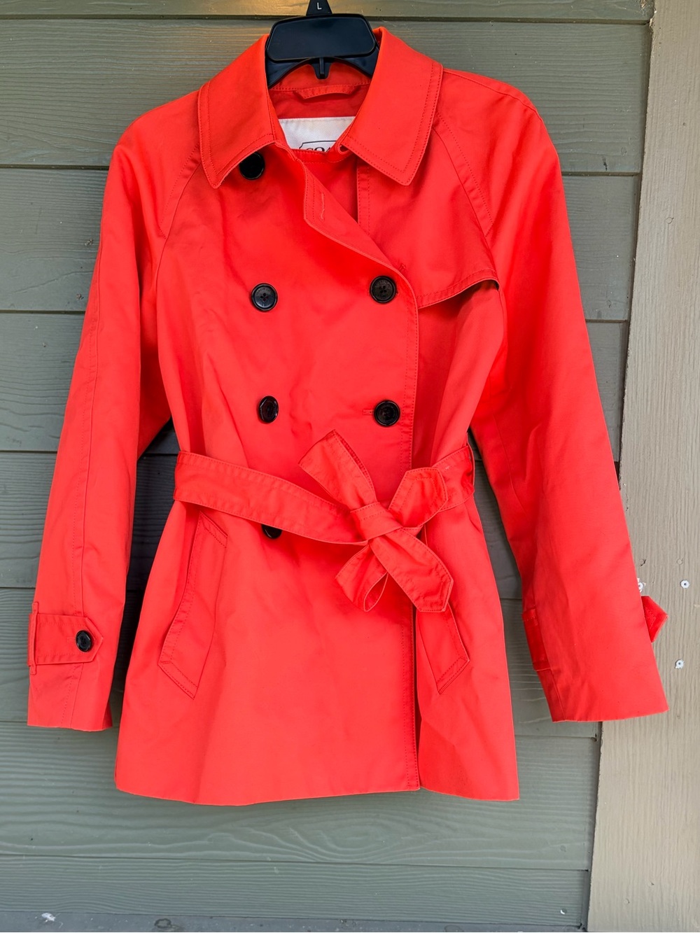 Coach Red Double-Breasted Trench Coat with Belt